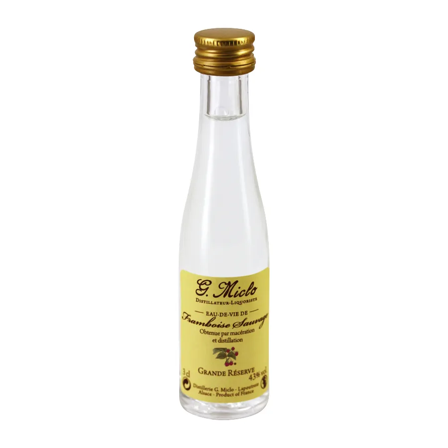 Mignonnette Eau de vie Framboise Sauvage  Miclo 3 cl 43°