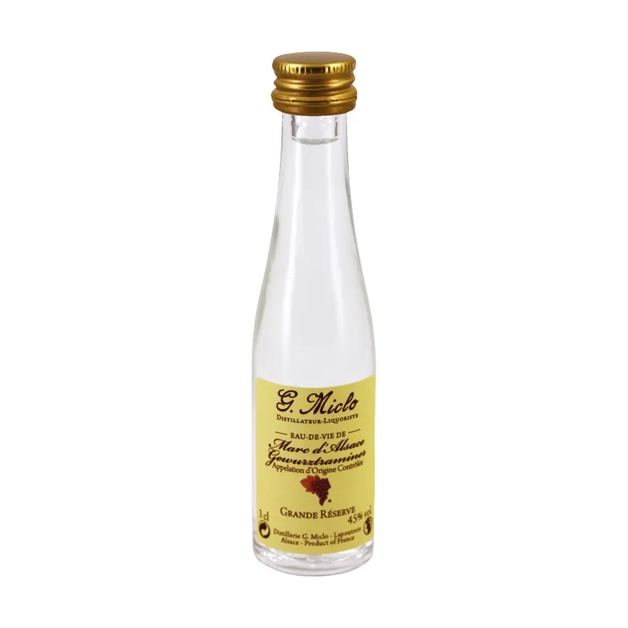[Mignonnette Eau de vie Marc de Gewurtztraminer Miclo 3 cl 45°] Mignonnette Eau de vie Marc de Gewurtztraminer Miclo 3 cl 45°