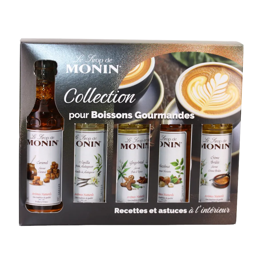 Coffret 5 mignonnettes de sirop MONIN boissons gourmandes